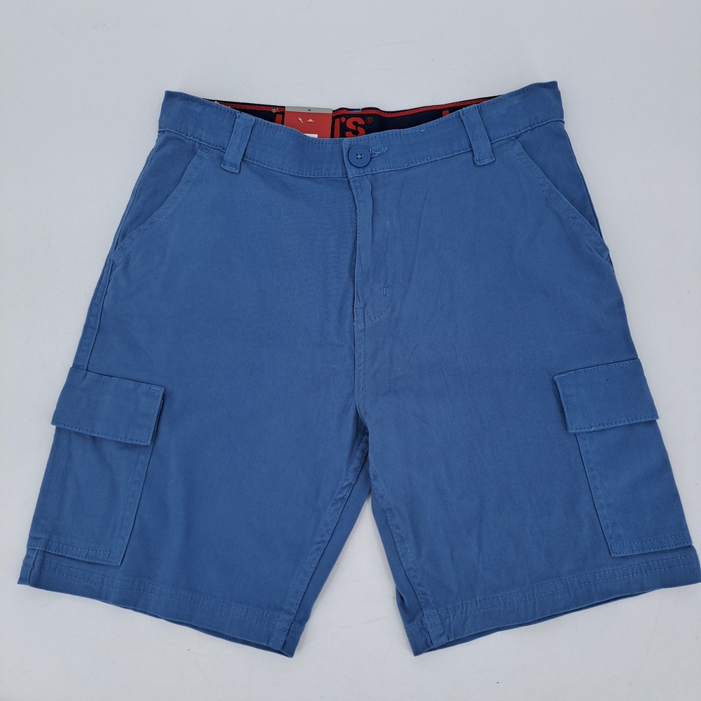 Levi's Youth Utility Cargo Shorts Size 14 Cotton Stretch Blue Adjustable Waist